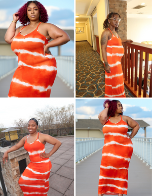 Striped  Maxi Dress Orange Tyes