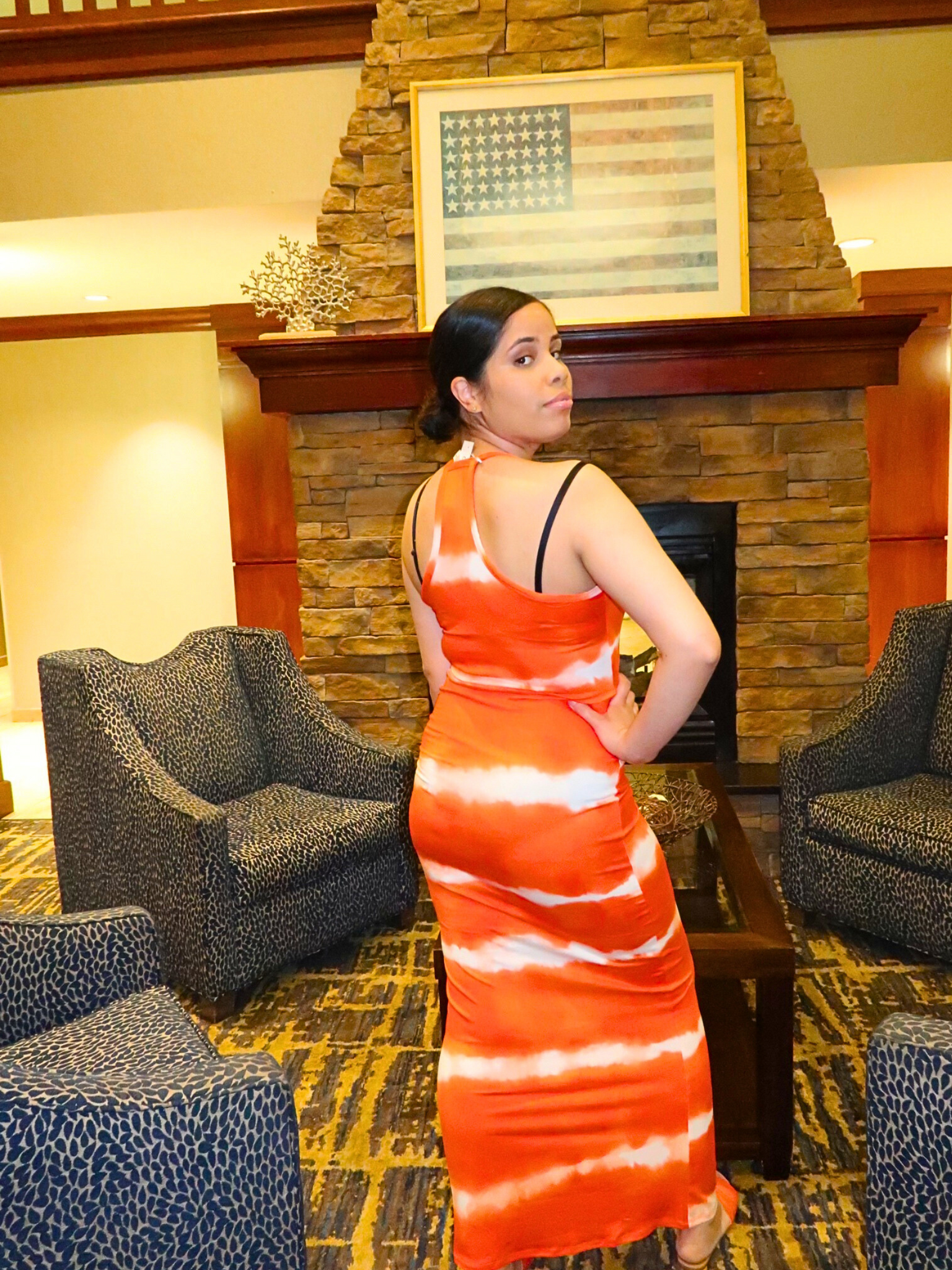 Striped  Maxi Dress Orange Tyes